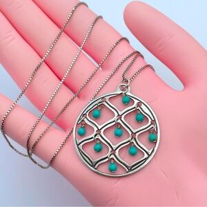 Silpada 925 Sterling Silver Turquoise Bead Dangle Pendant .925 Italy Chain